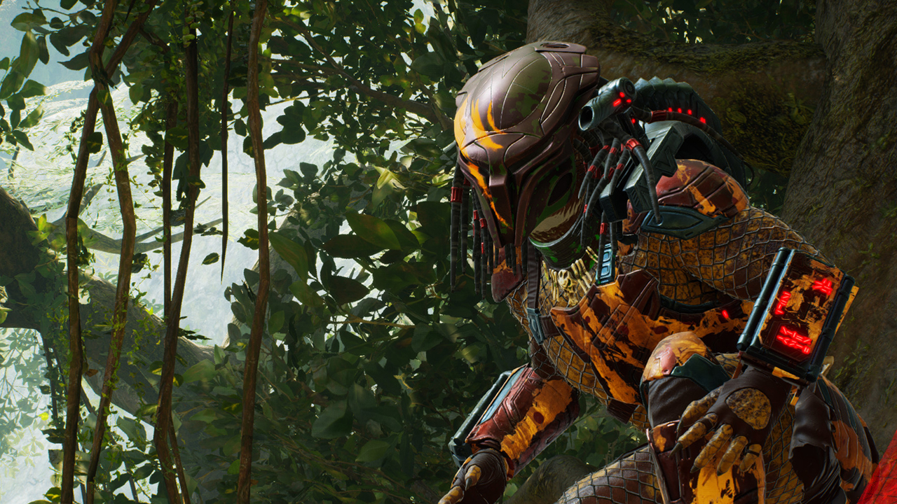 Screenshot from Predator: Hunting Grounds showing a Predator in the jungle.