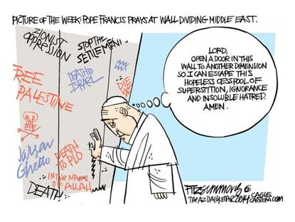 Political cartoon Pope visits Western Wall
