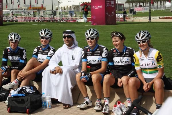 The Garmin-Cervelo team before the start outside the Museum of Islamic Art.