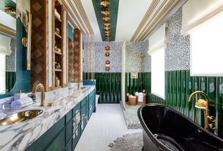 green art deco bathroom in palm beach