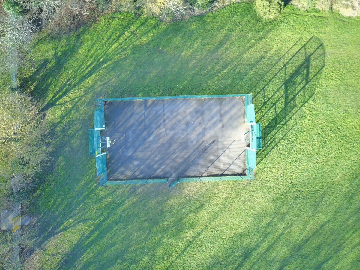 Aerial shot of a basketball court