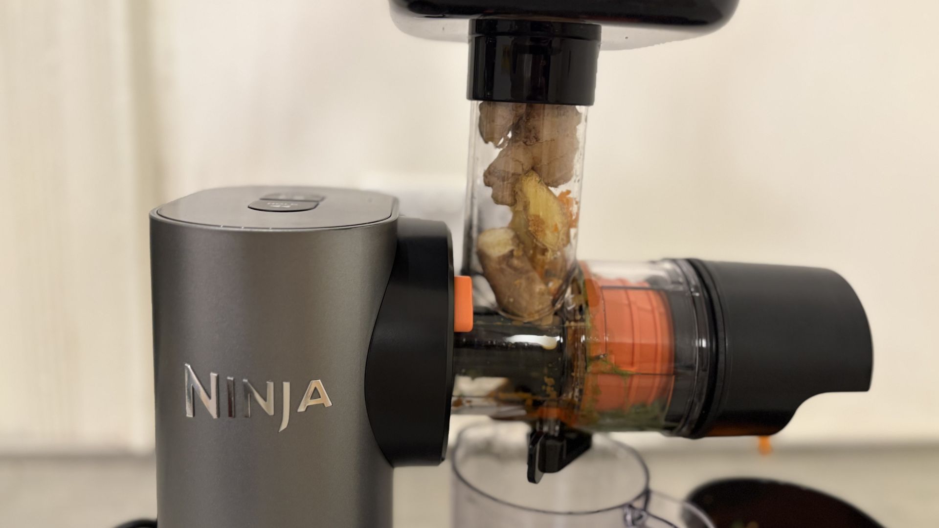 Testing the Ninja Cold Press Juicer on the counter