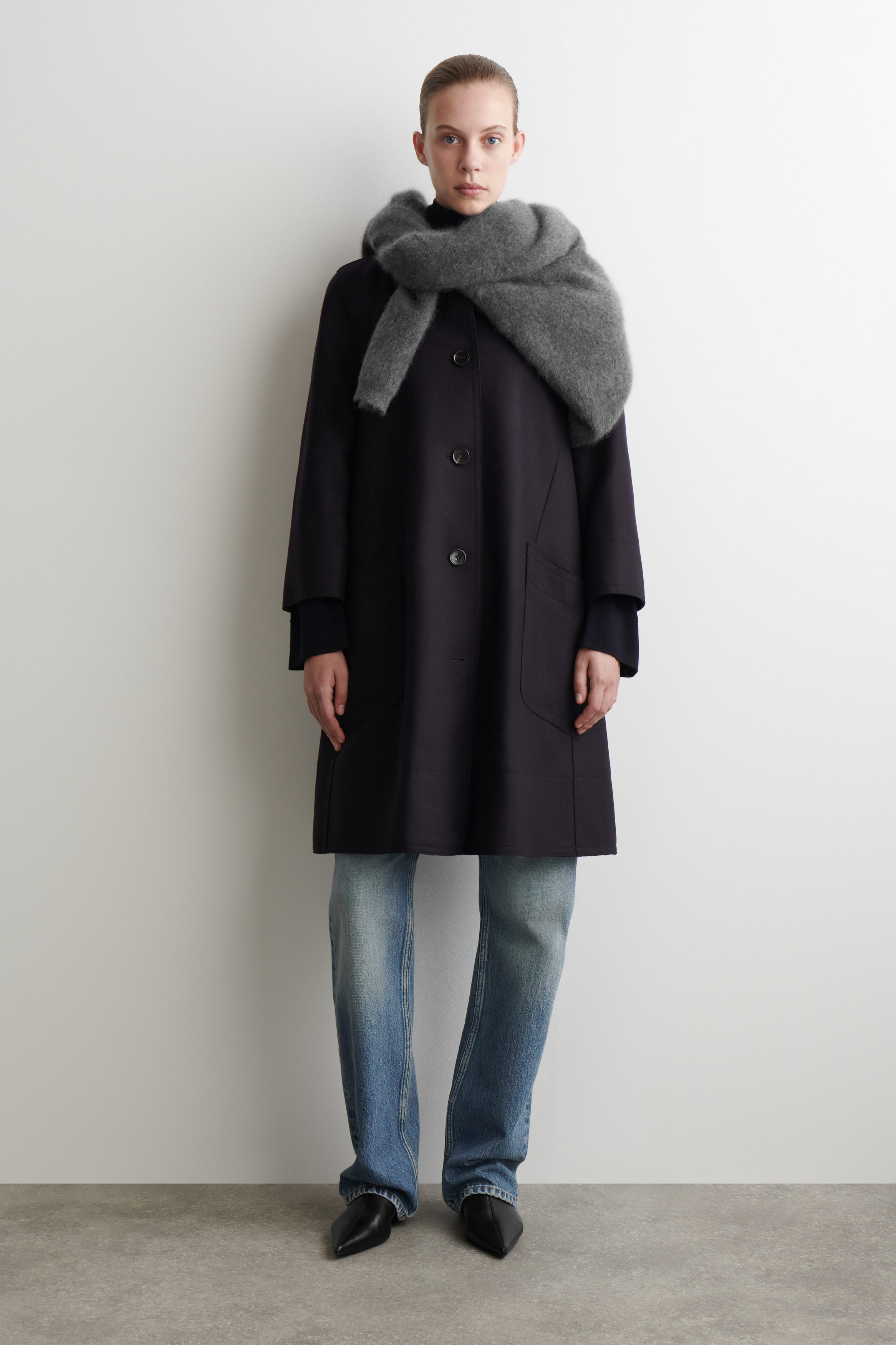 Voluminous Wool Long Car Coat