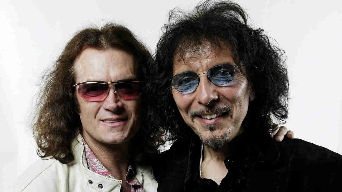 Glenn Hughes and Tony Iommi posing for a photograph in 2006