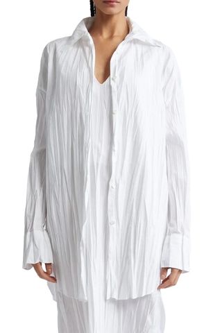 Crease Oversize Crinkle Organic Cotton Button-Up Shirt