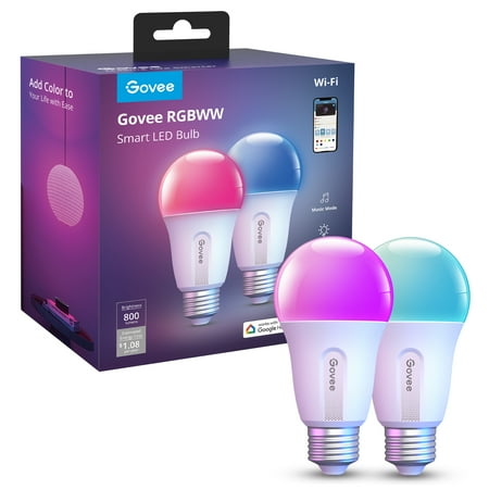 Govee A19 E26 800lm 9w Rgbww Smart Led Bulb 2 Packs