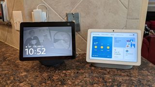 Echo Show 10 (right) and Nest Hub Max (left)