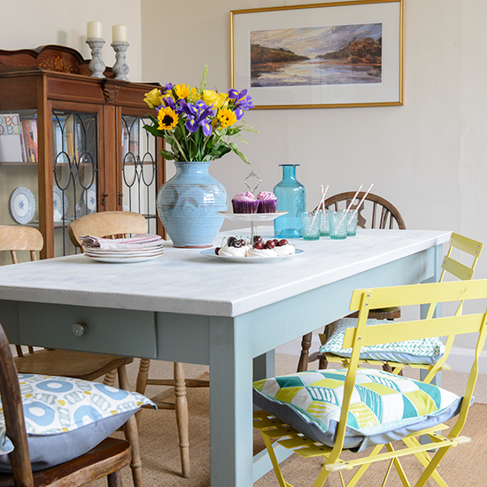 dining room dining table with flower vase