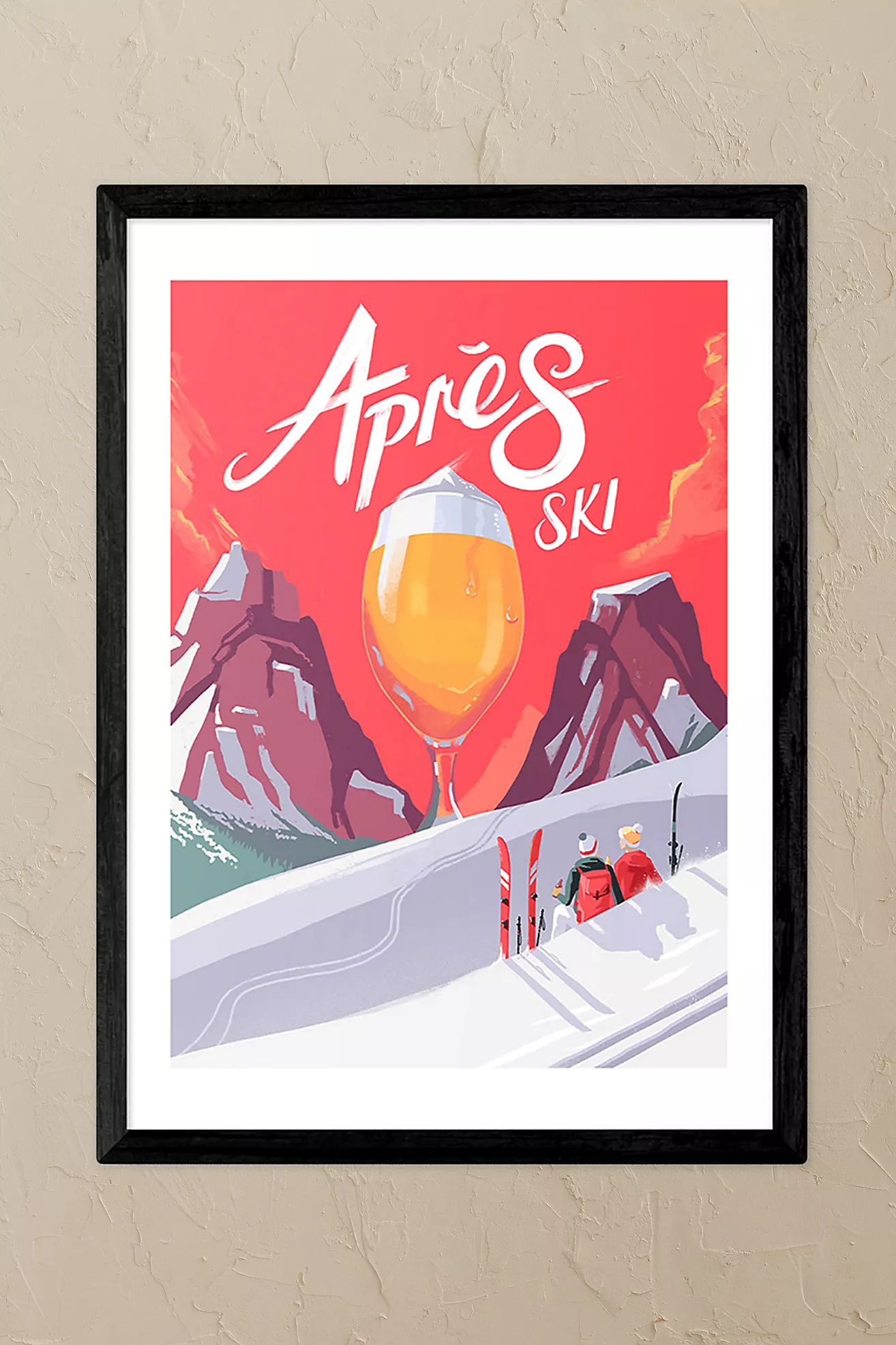 East End Prints Apr&amp;egrave;s Ski Black Framed Wall Art Print