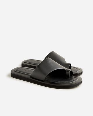 Toe-Ring Slide Sandals in Leather