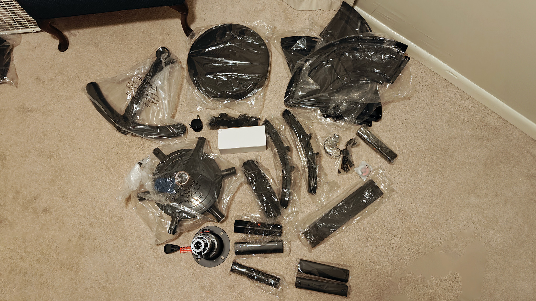 All the pieces in the box of the Roto VR Explorer prior to assembly