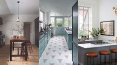 Three narrow kitchens looking wider with decorative tricks
