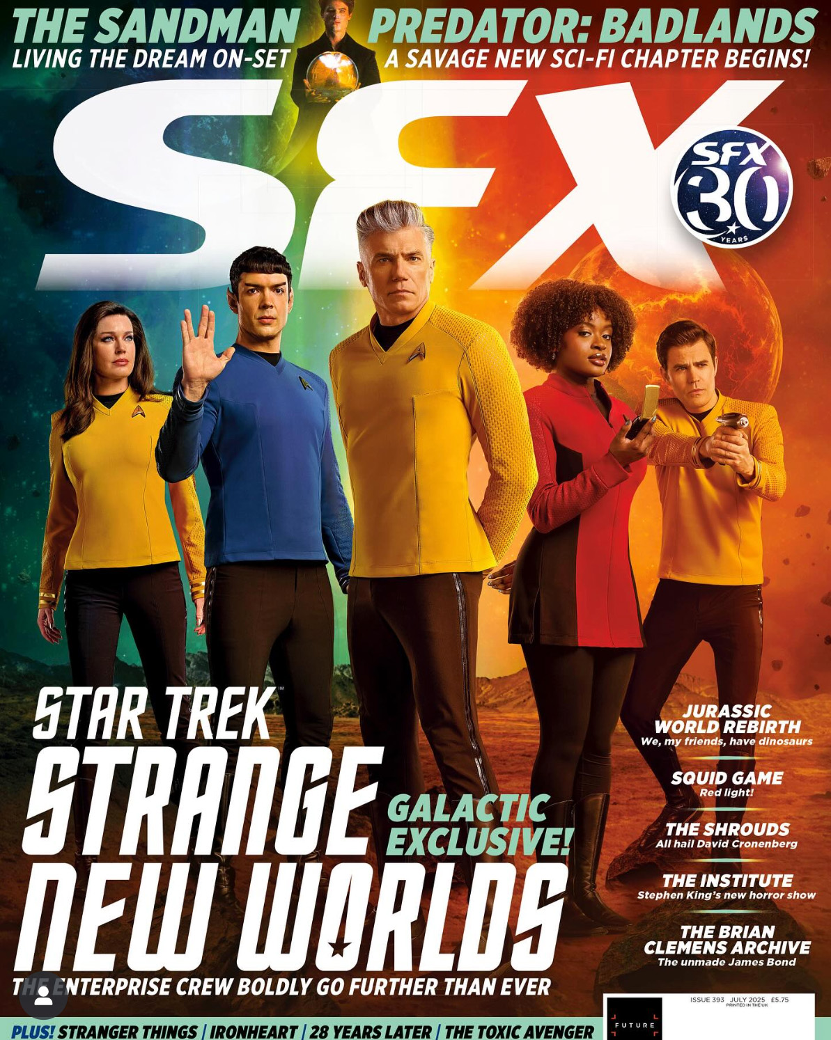 The cover of SFX issue 393 featuring the cast of Star Trek: Strange New Worlds as the magazine previews season 3.