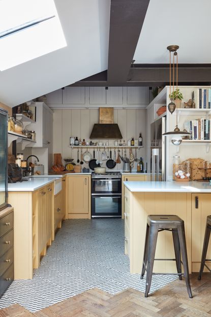 Yellow panelled kitchen