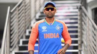 Suryakumar Yadav of India looks on during the ICC Men's T20 Cricket World Cup West Indies & USA 2024 Final match between South Africa and India at Kensington Oval on June 29, 2024 in Bridgetown, Barbados.