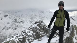 Bochlwyd Horseshoe: on Tryfan's summit in winter