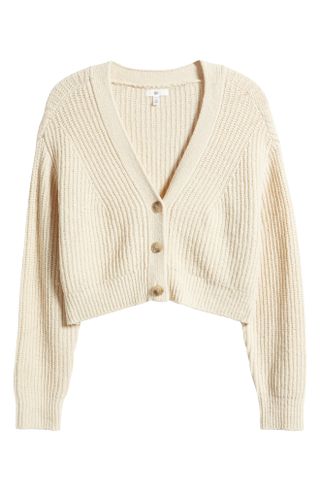 Cream BP Rib Crop Cotton Blend Cardigan