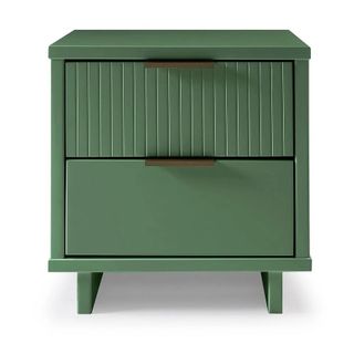 A green mdf nightstand with gold accents