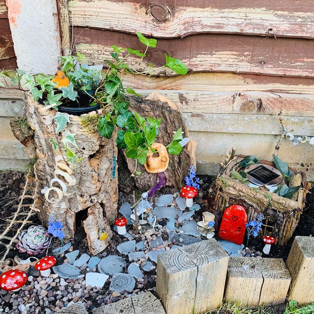 Mum makes fairy garden for free – using an old butter tub and twigs ...