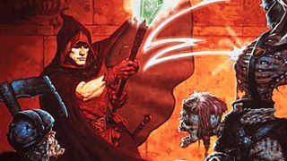 An image showing the protagonist of Heretic fending off horrible skeleton enemies