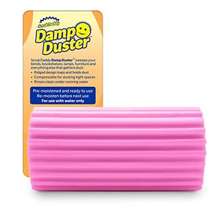 Scrub Daddy Damp Duster, Multipurpose Dusters for Cleaning - Venetian & Wooden Blind Cleaner, Ridged Dusting Sponge for Vents, Radiator, Skirting Boards, Mirrors - Home Cleaning Products, Pink