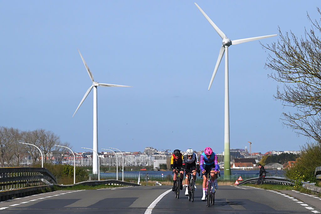 WEVELGEM, BELGIUM - MARCH 29: Victor Vercouillie of Belgium and Team Flanders - Baloise, Wessel Mouris of Netherlands and Team Unibet Rose Rockets and Julius Johansen of Denmark and UAE Team Emirates - XRG compete in the breakaway during the 88th In Flanders Fields - From Middelkerke to Wevelgem 2026 - Men&amp;amp;apos;s Elite a 240.8km one day race from Middelkerke to Wevelgem / #UCIWT / on March 29, 2026 in Wevelgem, Belgium. (Photo by Tim de Waele/Getty Images)