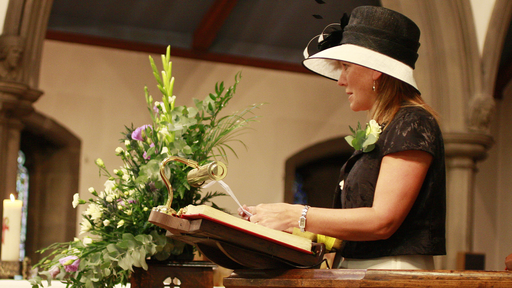 speech inside the church at a wedding