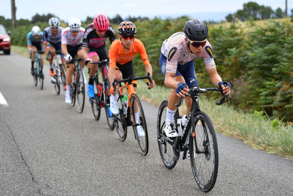 CAP DCOUVERTE FRANCE AUGUST 02 Ibai Azurmendi of Spain and Team Fundacion Orbea Emil Nygaard Vinjebo of Denmark and Riwal Readynez Cycling Team Nikodemus Holler of Germany and Team Bike Aid Michal Paluta of Poland and CCC Team Samuel Leroux of France and Team Natura4Ever Roubaix Lille Mtropole Fumiyuki Beppu of Japan and Team Nippo Delko Provence during the 44th La Route dOccitanie La Depeche du Midi 2020 Stage 2 a 1745km stage from Carcassonne to Cap Dcouverte 344m RouteOccitanie RDO2020 on August 02 2020 in Cap Dcouverte France Photo by Justin SetterfieldGetty Images