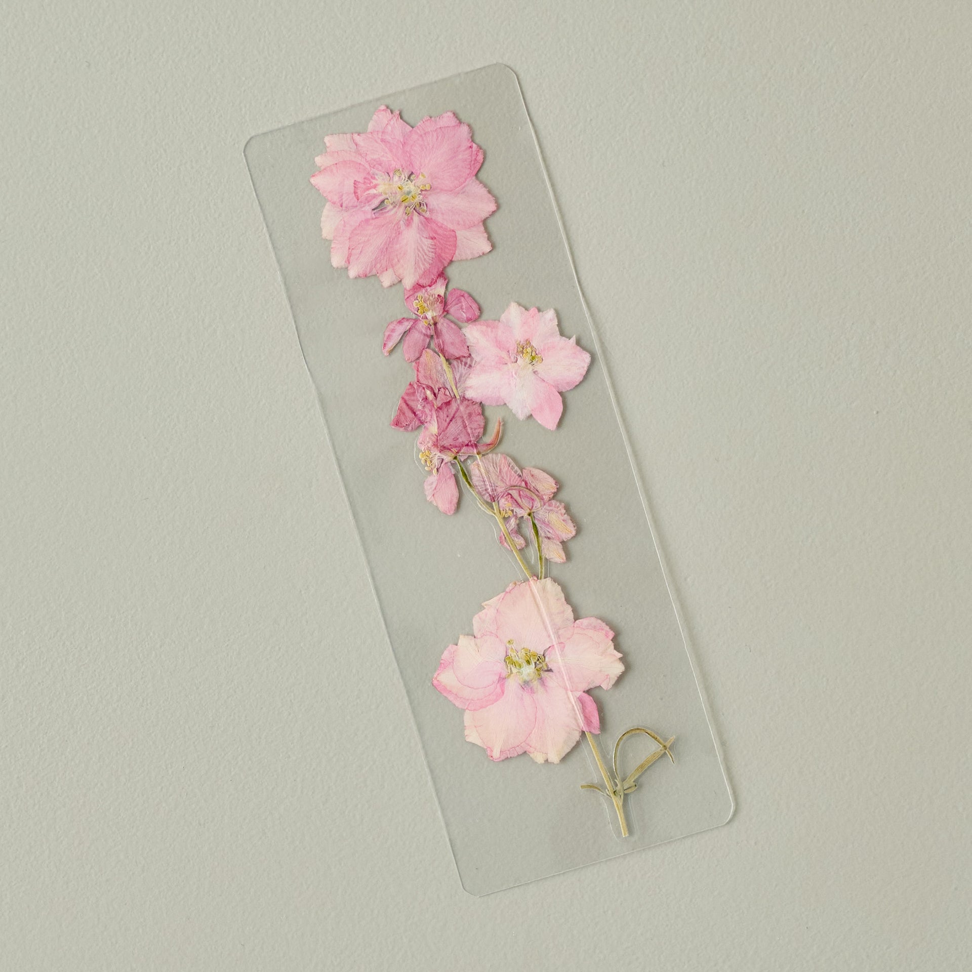 Pink Larkspurs Pressed Floral Bookmark