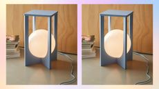 Two pictures of a bedside table lamp from Urban Outfitters