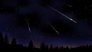 Artist's illustration of a meteor shower.
