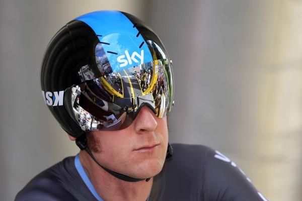 Bradley Wiggins (Sky) readies himself for the off.