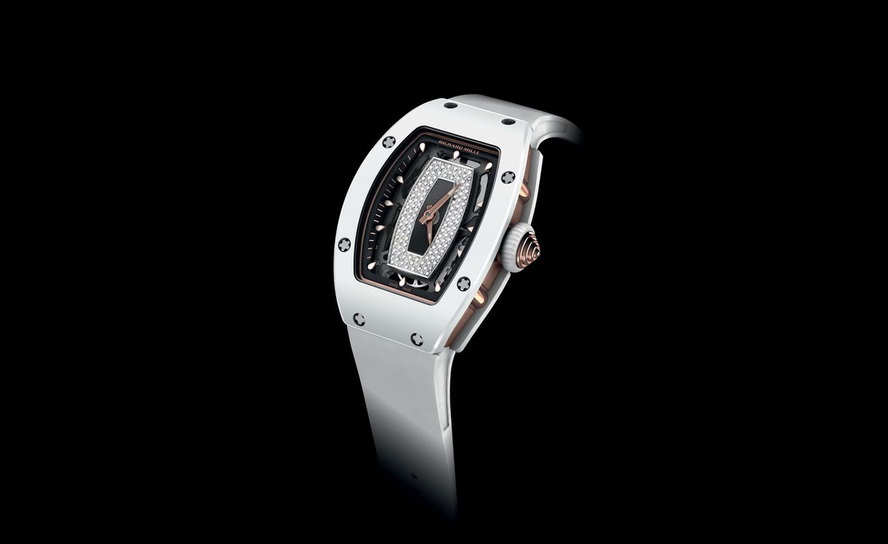 Richard Mille&#039;s &#039;RM 07-01&#039; women&#039;s timepiece in rich brown or white ceramic (pictured)