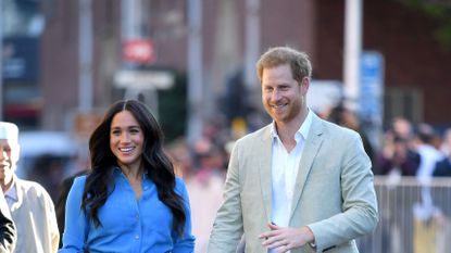 jjohannesburg, south africa october 02 prince harry, duke of sussex and meghan, duchess of sussex visit the british high commissioners residence to attend an afternoon reception to celebrate the uk and south africa’s important business and investment relationship, looking ahead to the africa investment summit the uk will host in 2020 this is part of the duke and duchess of sussexs royal tour to south africa on october 02, 2019 in johannesburg, south africa photo by samir husseinwireimage