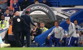 Chelsea manager Maurizio Sarri is sent from the touchline at Stamford Bridge