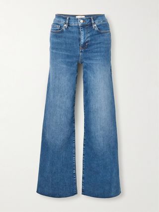 Le Slim Palazzo Distressed High-Rise Wide-Leg Organic Jeans