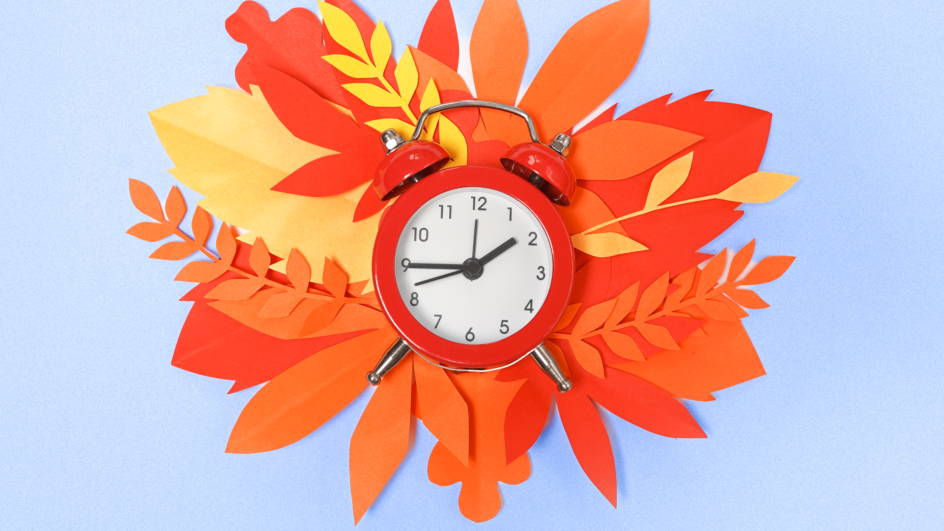 Alarm clock with fall autumn leaves