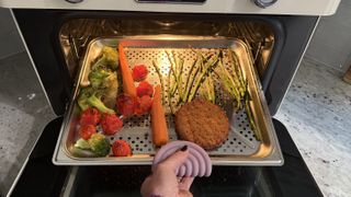 Smeg Combi Steam Oven air fried vegetables and veggie burger