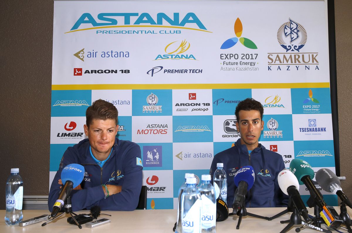 Jakob Fuglsang, fifth, and Fabio Aru, second, are well placed for Astana at the first rest day