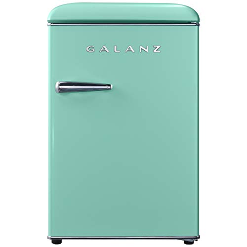 Galanz Glr25mgnr10 Retro Compact Refrigerator, Mini Fridge With Single Doors, Adjustable Mechanical Thermostat With Chiller, Green, 2.5 Cu Ft
