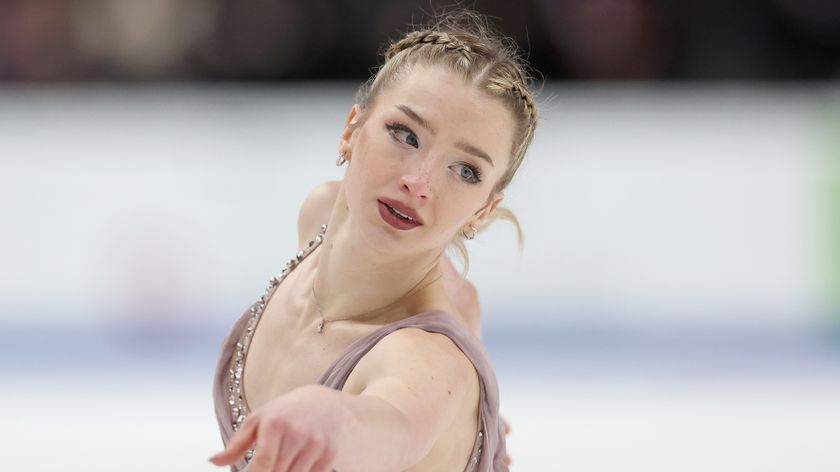 COLUMBUS, OHIO - JANUARY 26: Amber Glenn skates in the Women&#039;s Free Skate during the U.S. Figure Skating Championships at Nationwide Arena on January 26, 2024 in Columbus, Ohio. (Photo by Matthew Stockman/Getty Images)