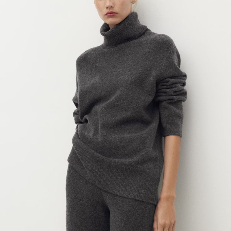 grey turtleneck jumper from Mango