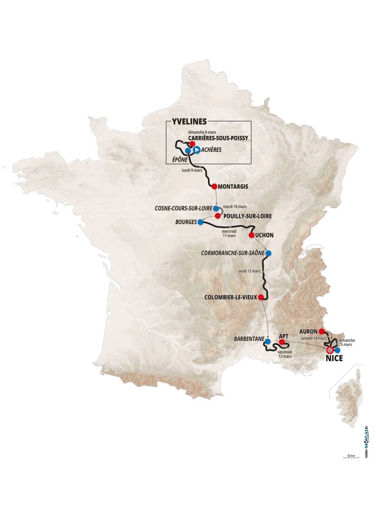 The route of 2026 Paris-Nice