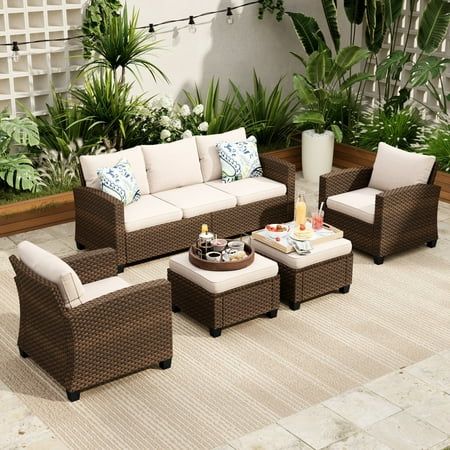 Sophia & William 5 Pieces Wicker Patio Furniture Set