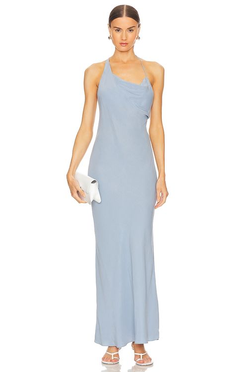 Asymmetrical Drape Maxi Dress