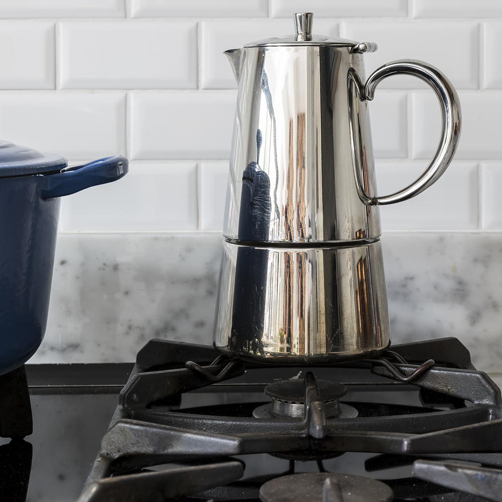 kitchen with kettle on stove