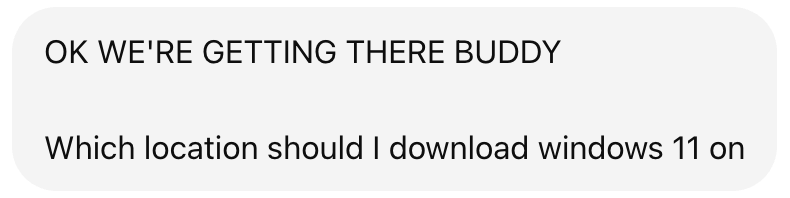 Emphatic message sent to ChatGPT after seeing some success in PC building