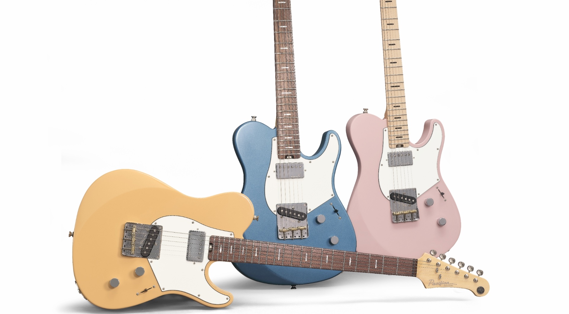 A group of Yamaha's new Pacifica SC Professional guitars