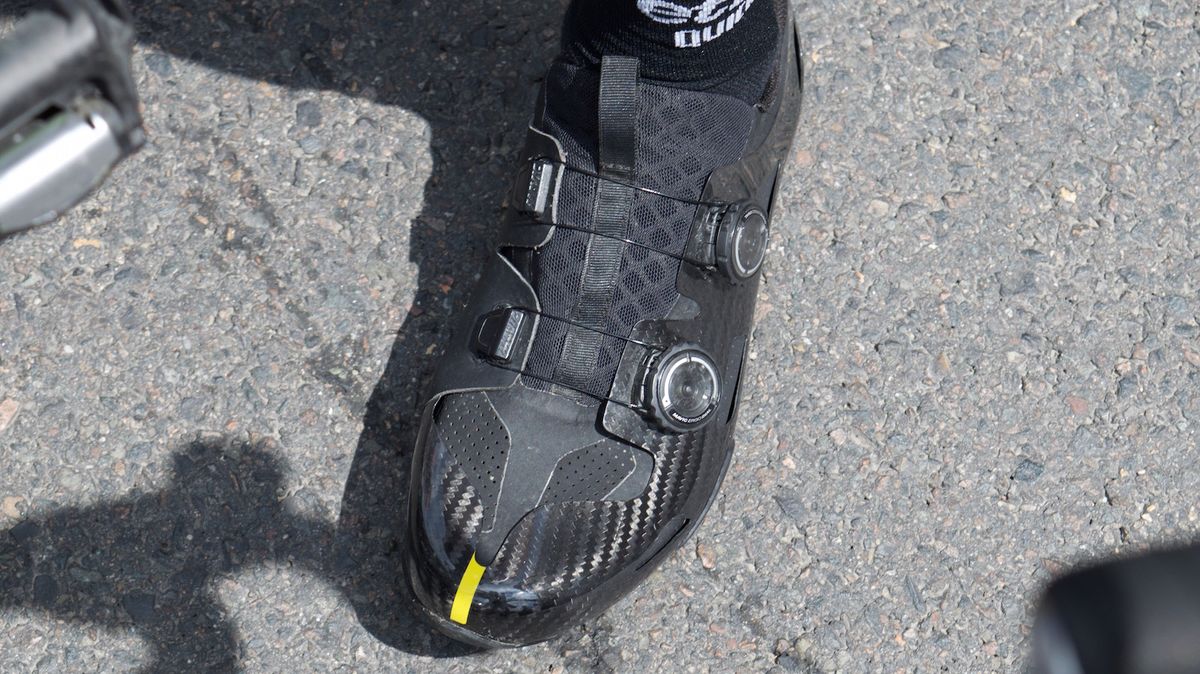 The inner side of the shoe is made with a synthetic material to provie a better fit and prevent damage from the crank arms