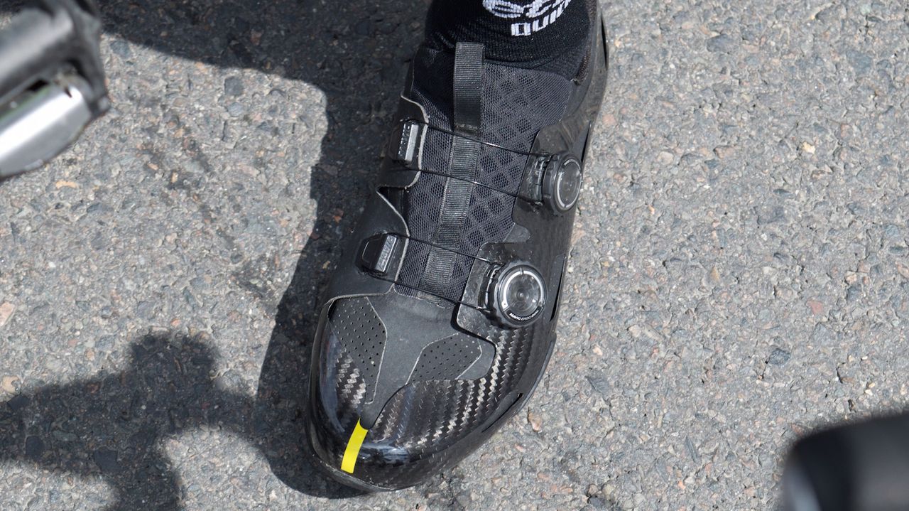 The inner side of the shoe is made with a synthetic material to provie a better fit and prevent damage from the crank arms